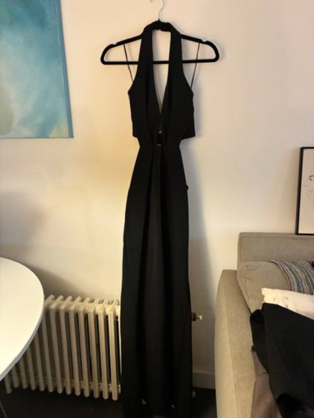 Nicholas Black Halter Cutout Maxi Gown O-Ring Plunge Open Back Size US 4